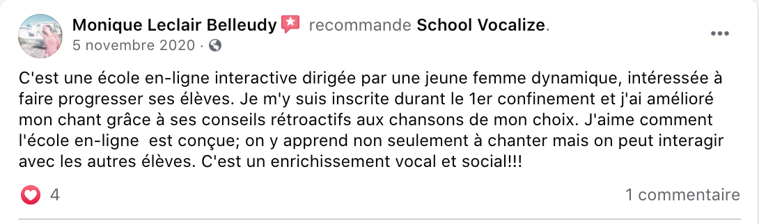 Monique school vocalize avis 2020 11